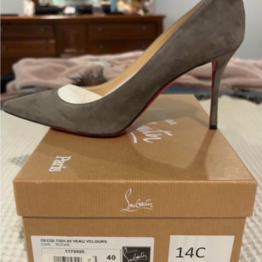 Christian Louboutin Taupe Suede Heels